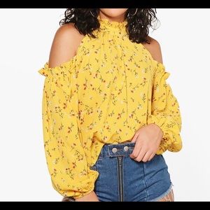 Yellow floral blouse